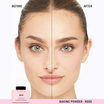 Revolution Beauty, Loose Baking Powder, Makeup Setting Powder, Long Lasting Coverage, Mattifies & Reduces Shine, Rose, 1.13 Oz