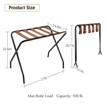 OFIDELITY 2 Pack Luggage Racks - Sturdy Steel Folding Suitcase Stand for Ultimate Convenience