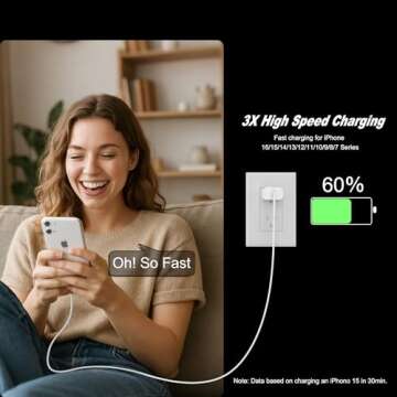 Phone Charger Fast Charging for iPhone 16/15/14/13/12/11: 30W Fast Charger Block with 6FT 2-in-1 C to USB C & Lightning Cable for All i Phone, iPad, Android, Perfect for Users Upgrading