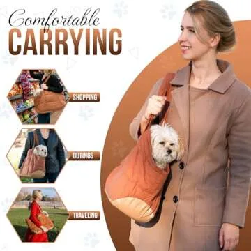 NoblePup Cozy Plush Dog Purse Carrier for Small Dogs - Dog Carrier Purse with Secure Harness Clip, Dog Tote Bag for Small Dogs and Puppies - Brown