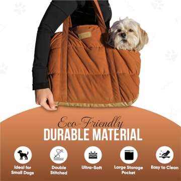 NoblePup Cozy Plush Dog Purse Carrier for Small Dogs - Dog Carrier Purse with Secure Harness Clip, Dog Tote Bag for Small Dogs and Puppies - Brown