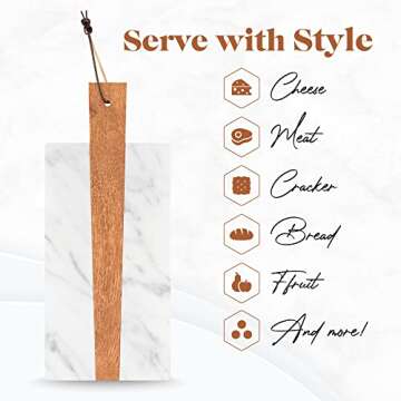 Elegant Marble Cutting Board for Cheeses and Charcuterie