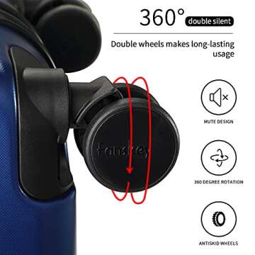 Fanskey 3 Piece Luggage Set with Spinner Wheels