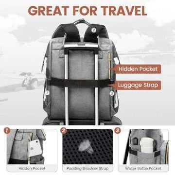 LOVEVOOK Laptop Backpack for Women,15.6 Inch Professional Womens Travel Backpack Purse Computer Laptop Bag Nurse Teacher Backpack,Waterproof College Work Bags Carry on Back Pack with USB Port,Grey