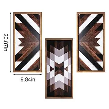 flangairy Aztec Wall Decor 3pcs, Wooed Western Wall Art, Native American Tribal Southwestern Boho Living Room Bedroom Kitchen Bathroom Southwest Farmhouse Modern Rustic Home Decorations
