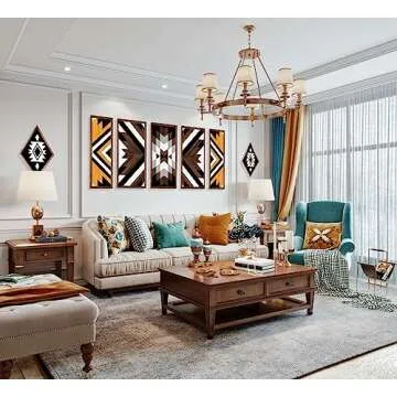 flangairy Aztec Wall Decor 3pcs, Wooed Western Wall Art, Native American Tribal Southwestern Boho Living Room Bedroom Kitchen Bathroom Southwest Farmhouse Modern Rustic Home Decorations