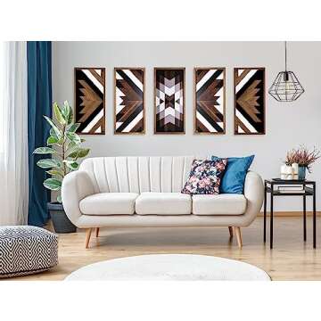 flangairy Aztec Wall Decor 3pcs, Wooed Western Wall Art, Native American Tribal Southwestern Boho Living Room Bedroom Kitchen Bathroom Southwest Farmhouse Modern Rustic Home Decorations