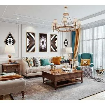 flangairy Aztec Wall Decor 3pcs, Wooed Western Wall Art, Native American Tribal Southwestern Boho Living Room Bedroom Kitchen Bathroom Southwest Farmhouse Modern Rustic Home Decorations