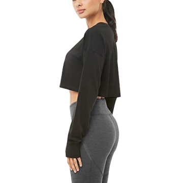 Bestisun Long Sleeve Crop Top with Thumb Holes for Women