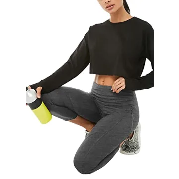 Bestisun Long Sleeve Crop Top with Thumb Holes for Women