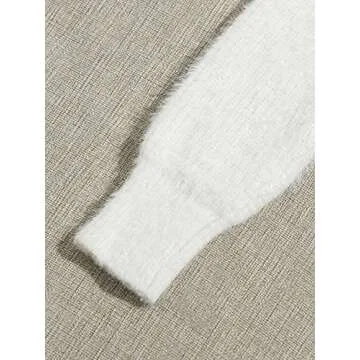 GORGLITTER Women's Open Front Cardigan Fuzzy Pearl Button Up Long Sleeve Crop Sweater Outerwear Jackets White Small