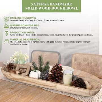 Athaliah Wooden Dough Bowl - Handcrafted Rustic Decor
