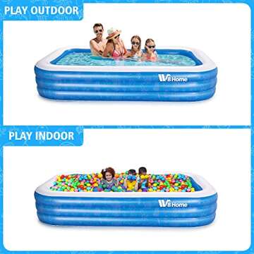 WBHome Family Inflatable Swimming Pool, 118" X 70" X 22" Large Inflatable Pool for Kids, Adult, Infa...
