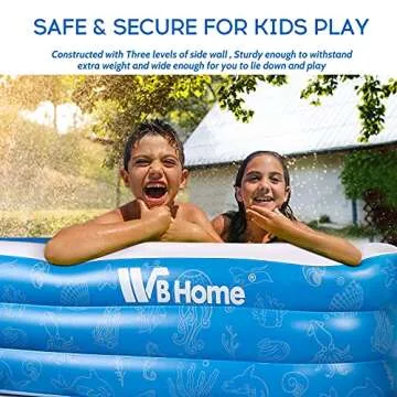 WBHome Family Inflatable Swimming Pool, 118" X 70" X 22" Large Inflatable Pool for Kids, Adult, Infant, Toddlers for Ages 6+,Outdoor, Garden, Backyard, Summer Water Party