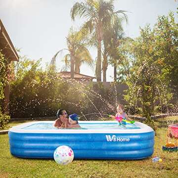 WBHome Family Inflatable Swimming Pool, 118" X 70" X 22" Large Inflatable Pool for Kids, Adult, Infant, Toddlers for Ages 6+,Outdoor, Garden, Backyard, Summer Water Party