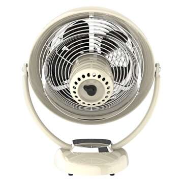 Vornado VFAN Sr. Vintage Fan | Large Retro Metal Air Circulator for Cooling & Decor | 3 Speeds, Adjustable Tilt | Vintage White