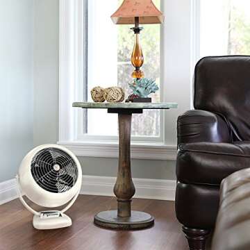 Vornado VFAN Sr. Vintage Fan | Large Retro Metal Air Circulator for Cooling & Decor | 3 Speeds, Adjustable Tilt | Vintage White