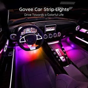 Govee Car Lights, Smart RGBIC Interior Car Lights with APP, Remote Control, LED Lights for Car with Music Sync, DIY Mode and Multiple Scene Options, 2 Lines Design 72 LED Lights for Car Decor