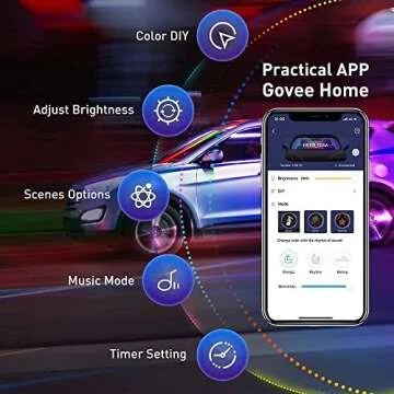 Govee Car Lights, Smart RGBIC Interior Car Lights with APP, Remote Control, LED Lights for Car with Music Sync, DIY Mode and Multiple Scene Options, 2 Lines Design 72 LED Lights for Car Decor