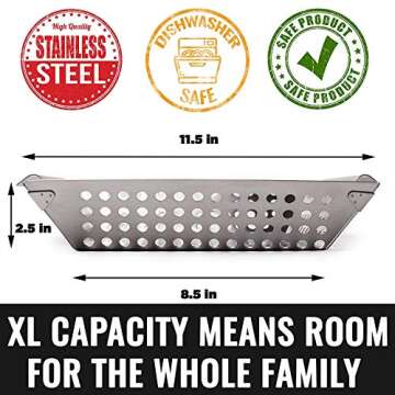 Grillaholics Grill Basket for Outdoor Grill - Durable Premium Stainless Steel Vegetable Grill Basket - XL Family Size BBQ Grill Basket - Perfect Grilling Accessories for Veggies, Fish, Shrimp & Kebabs