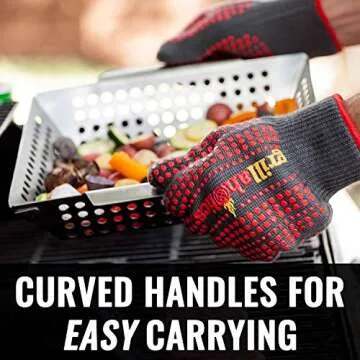 Grillaholics Grill Basket for Outdoor Grill - Durable Premium Stainless Steel Vegetable Grill Basket - XL Family Size BBQ Grill Basket - Perfect Grilling Accessories for Veggies, Fish, Shrimp & Kebabs