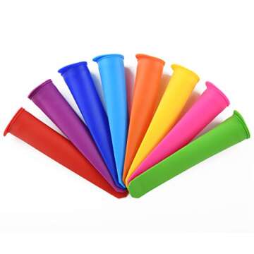 Mirenlife Silicone Ice Pop Molds,Popsicle Maker Molds,8 Vibrant Colors,Set of 8