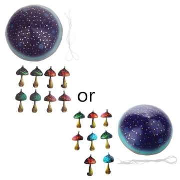 LOXGO Resin Mushroom Wind Chimes Handcrafted Easy to Calming Garden Ornaments Outdoor Hangings Mushr...