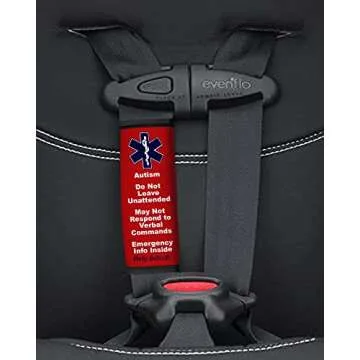 Autism Help Belt 9” Medical Alert Seat Belt Cover with Inside Pocket, Medical Form and Online Fillable Forms (Red