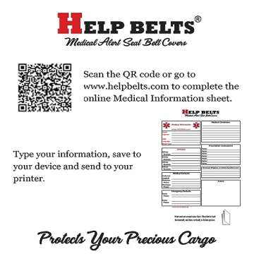 Autism Help Belt 9” Medical Alert Seat Belt Cover with Inside Pocket, Medical Form and Online Fillable Forms (Red