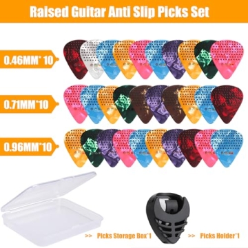 Non-Slip Guitar Picks with Storage Case and Holder