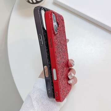 Babemall for iPhone Xs MAX 6.5 inch Phone Case, Luxury Stylish DIY Handmade Bling Diamond Fur Plush Ball Chain Cover Shell (Red Ball)