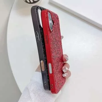 Babemall for iPhone Xs MAX 6.5 inch Phone Case, Luxury Stylish DIY Handmade Bling Diamond Fur Plush Ball Chain Cover Shell (Red Ball)