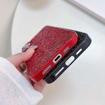 Babemall for iPhone Xs MAX 6.5 inch Phone Case, Luxury Stylish DIY Handmade Bling Diamond Fur Plush Ball Chain Cover Shell (Red Ball)