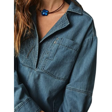 Stylish Fazortev Women's Denim Pullover - Casual Chic