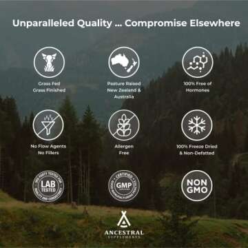 Ancestral Supplements Grass Fed Beef Lung Supplement with Liver, 500mg, Lung and Liver Supplement Supports Lung, Respiratory, Vascular, and Circulatory Health, Non-GMO, 180 Capsules