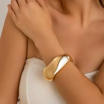 Inactwin Trendy Gold Bangle Bracelets for Women