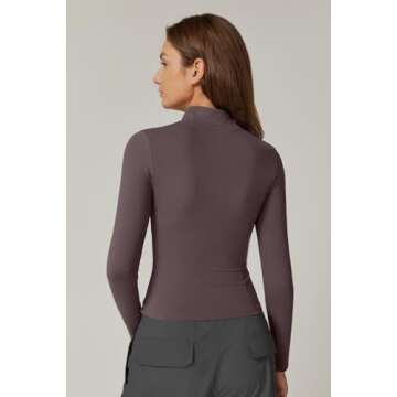 QINSEN Women's Full Zip High Neck Crop Jacket Double Lined Long Sleeve Slim Fit Workout T Shirts Dark Grey S