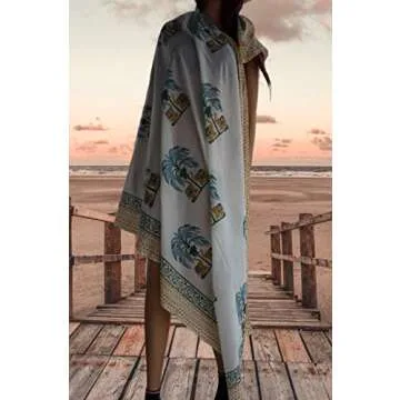 Stylish Hand Block Print White Beach Clothes for Women