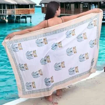 Stylish Hand Block Print White Beach Clothes for Women