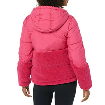 Stylish Sherpa Puffer Jacket for Women in Hot Pink