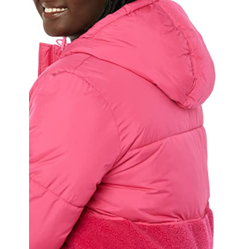 Stylish Sherpa Puffer Jacket for Women in Hot Pink