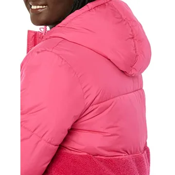 Stylish Sherpa Puffer Jacket for Women in Hot Pink