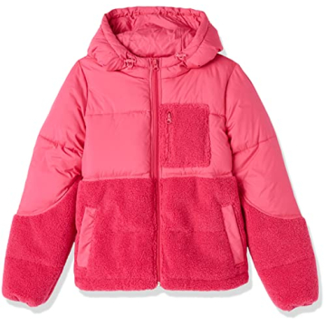 Stylish Sherpa Puffer Jacket for Women in Hot Pink