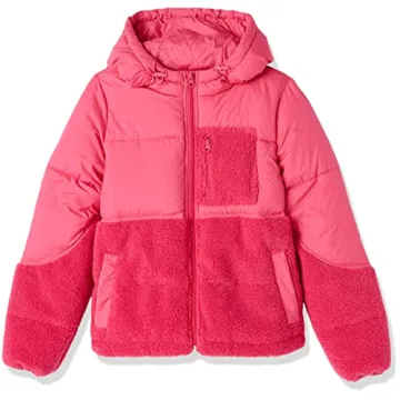 Stylish Sherpa Puffer Jacket for Women in Hot Pink
