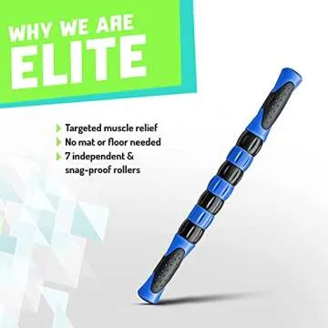 Elite Massage Roller Stick Targets Sore, Tight Leg Muscles to Prevent Cramps and Release Tension. It's Sturdy, Lightweight, Smooth Rolling and Thankfully This Lifesaver has Comfortable Handles.Blue