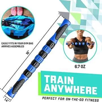 Elite Massage Roller Stick Targets Sore, Tight Leg Muscles to Prevent Cramps and Release Tension. It's Sturdy, Lightweight, Smooth Rolling and Thankfully This Lifesaver has Comfortable Handles.Blue