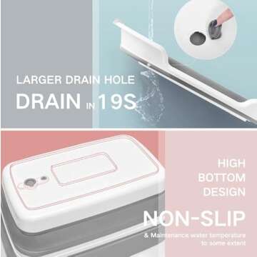 CYANOE Collapsible Pet Bathtub with Water Drain Plug, Foldable Bathtub for Puppy Small Dogs Cats, Portable & Space Saving Design, BPA Free, Grey