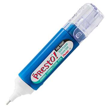 Pentel Presto! Jumbo Correction Pen, Fine Point, Metal Tip, White, 12 ml/0.4 fl.oz. 1 Pack (ZL31WBP-K6)