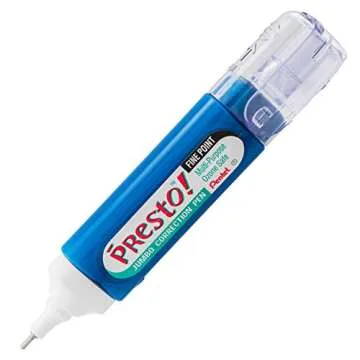 Pentel Presto! Jumbo Correction Pen, Fine Point, Metal Tip, White, 12 ml/0.4 fl.oz. 1 Pack (ZL31WBP-K6)