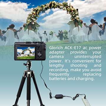 Glorich ACK-E17 AC Power Adapter DR-E17 DC Coupler Dummy Battery Power Supply Kit for Canon EOS M3, ...